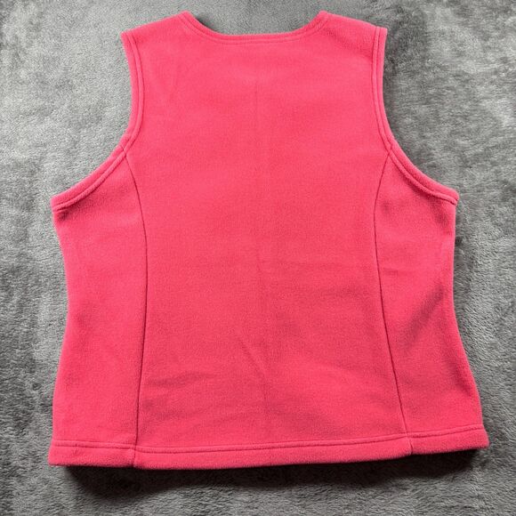 LL Bean Woman Fleece Vest Vintage Full Zip Outdoors Hiking Pink Large I133 - Picture 3 of 9